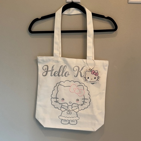 Hello Kitty Cream Tote with Pink and Gray Accents - Picture 1 of 2
